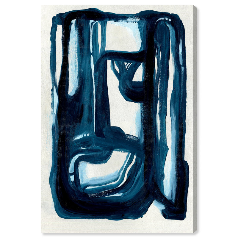 «Abstract One», neutre, bleu, moderne, blanc, impression sur toile, H 24 po x l 16 po x P 0,8 po