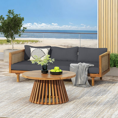 Wicker Patio Furniture Set Outdoor Rattan Sectional Sets Conversation Set - Weather-Resistant,  For Garden, Patio & Deck(With Water Resistant Thick Dark Grey Cushions)
