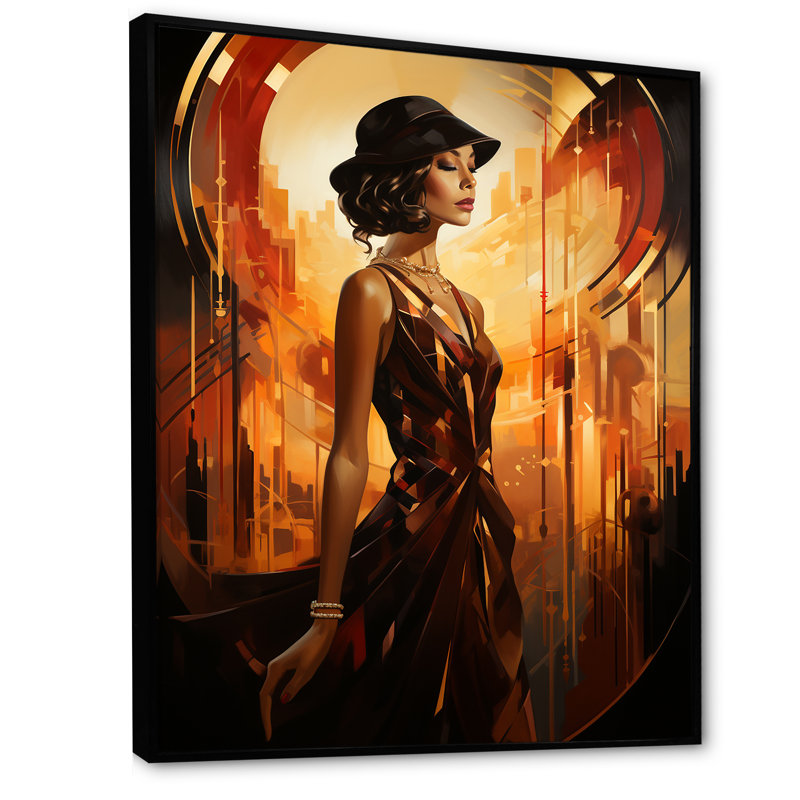 "Or et saphir femme élégance II", Cadre flottant noir, 32" H x 24" W