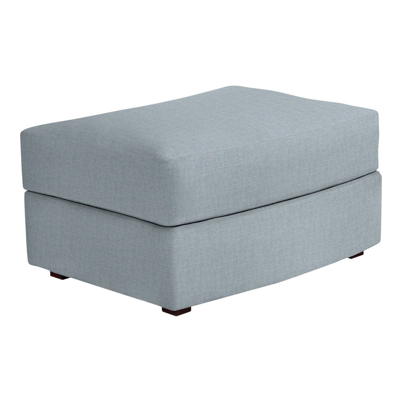 Wynne Upholstered Ottoman, Perigold Sumptuous Chenille II Sky 