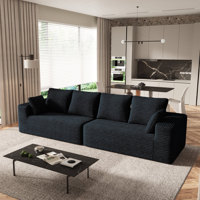 Canapé modulaire Aruba, Velours côtelé noir