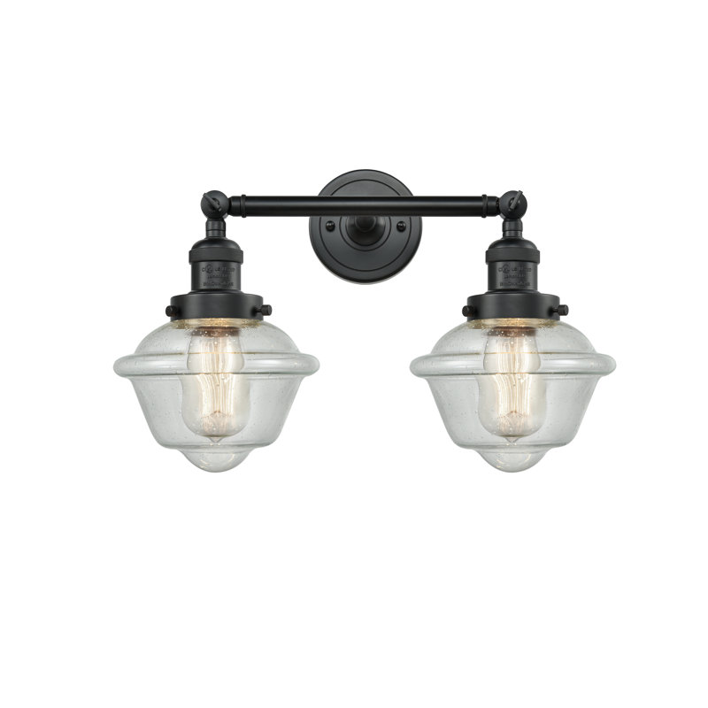 Éclairage pour salle de bain 2 lumières à intensité variable Gebhart, Ampoule incandescente rétro de 60 watts, Grainé