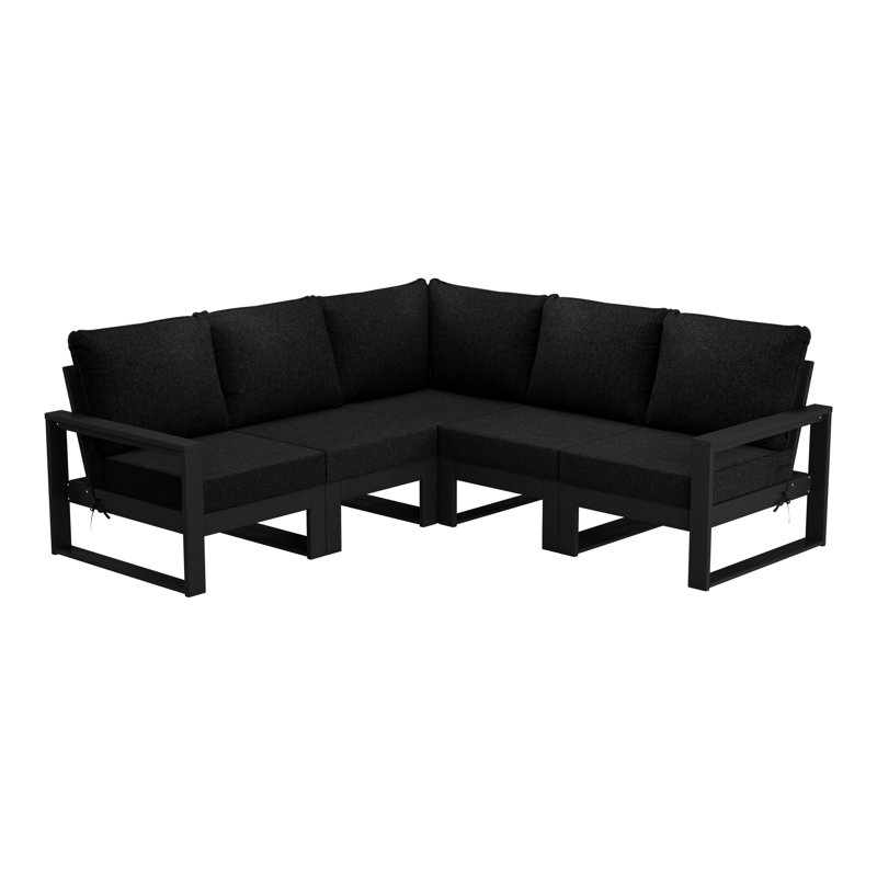 Patio 5-Piece Deep Seating Set With Frame, Black, Black
