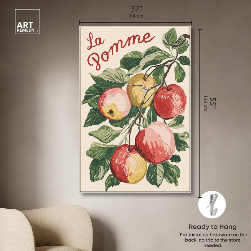 «La Pomme Kitchen Decor» par Art Remedy, H 54 po x l 36 po, Cadre argenté