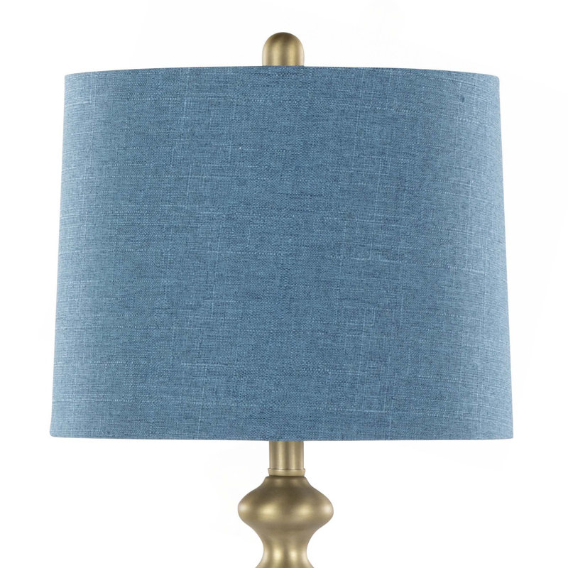 Ashland 27" Contemporary Metal Table Lamp with Linen Shade from Grandview Gallery by LumiSource - Set of 2, Gold, Blue
