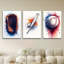 «Trendy Baseball Watercolor», reproduction sur toile 3 pièces - Man Cave-356573425