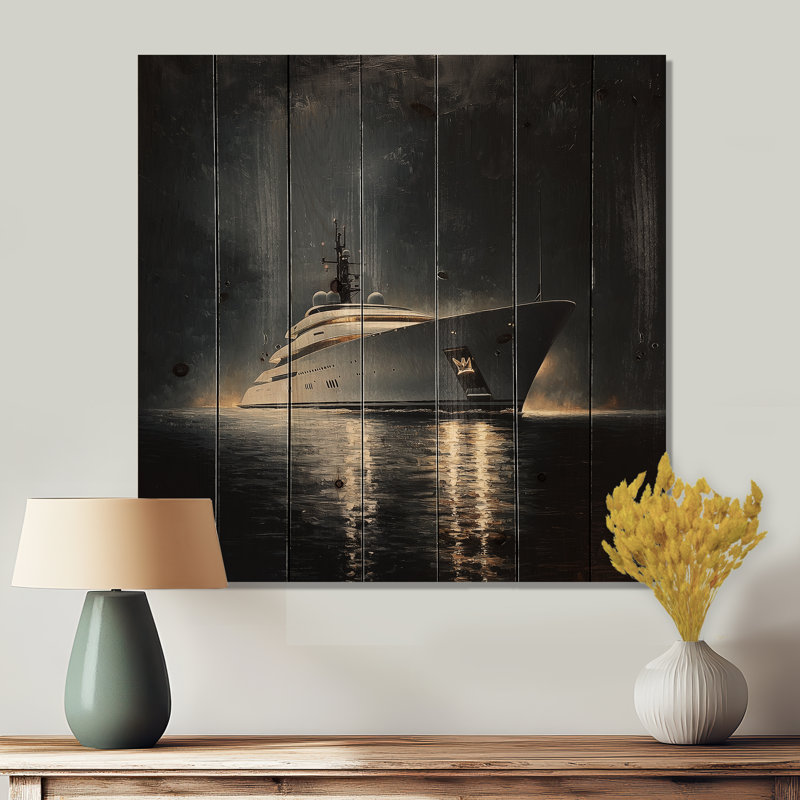 «Yacht Boat Success Energy I», art mural en bois sur bois de pin naturel, H 15 po x l 15 po x P 0,78 po