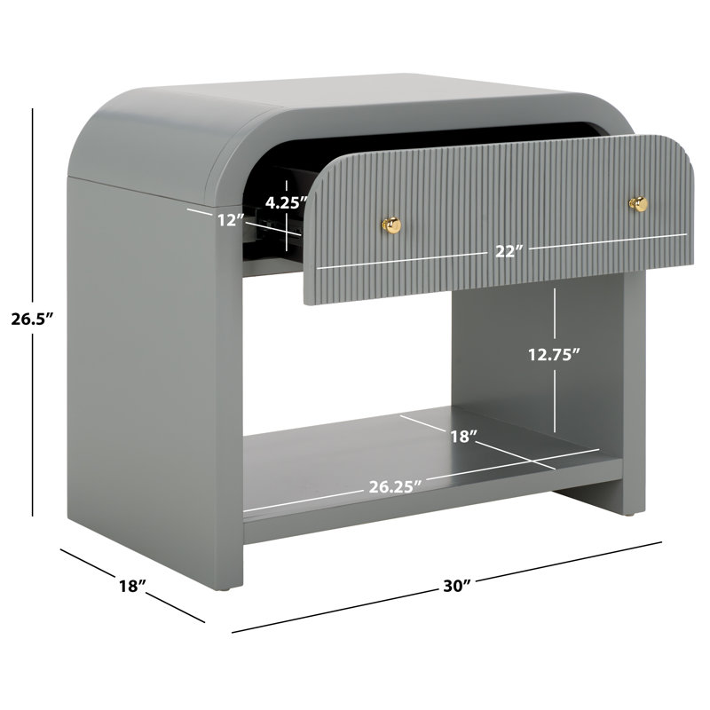 Liabella 1 - Drawer Nightstand, Light Gray