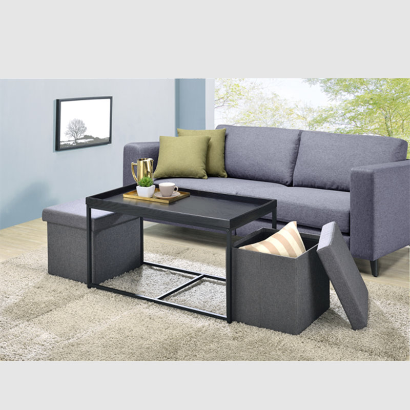 3 tables gigognes avec rangement Ervine, Noir 1