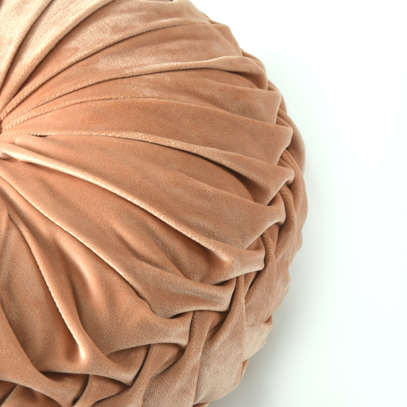 Velvet Round Throw Pillow, Blush