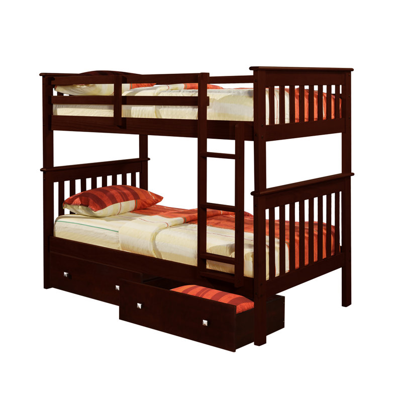 Magalia Twin over Twin 2 Drawer Solid Wood Standard Bunk Bed by Harriet Bee