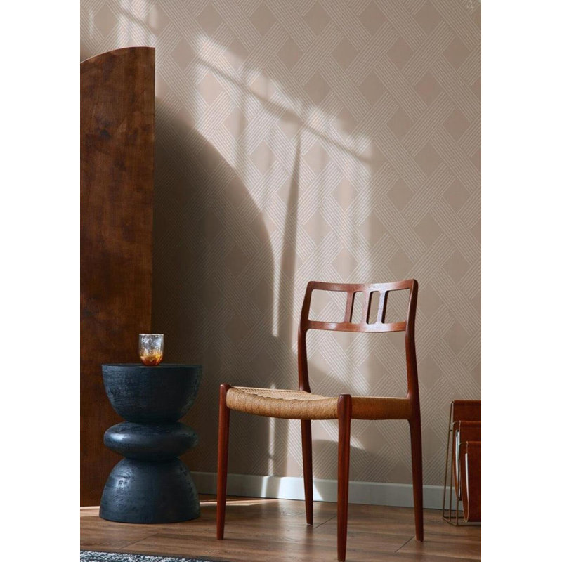 Lady Charlotte Lattice Weave 10' L x 24" W Wallpaper Roll, Dusty Peach, Faux Grasscloth, Non-pasted