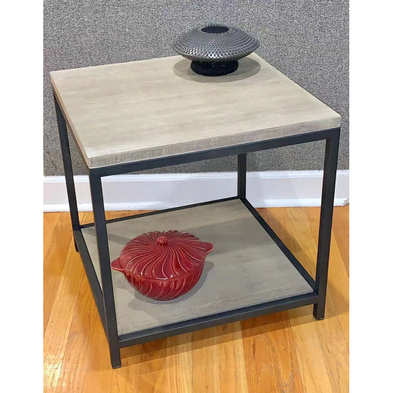 Anayanci Solid Wood Top End Table, Gray