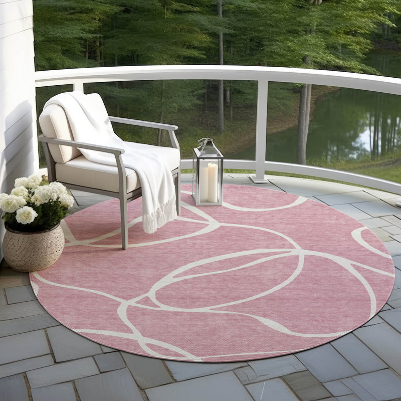 Tapis lavable intérieur / extérieur rose Mirelle , 8 pi x 8 pi