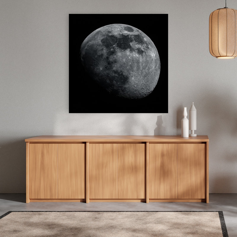 Sphère lunaire cosmique, paysage abstrait contemporain, impression d'art mural nature, H 48 po x l 48 po
