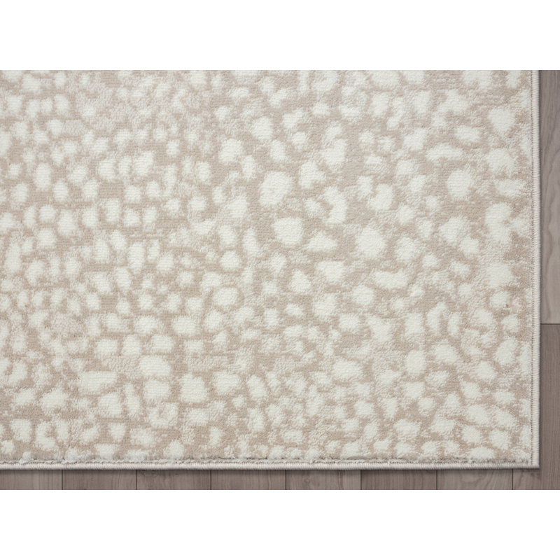 Abstact Cream Area Rug, Rectangle 10' x 14'