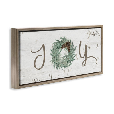 «Country Inspired Joy Wreath», art mural encadré sur toile flottante par Grace Popp
