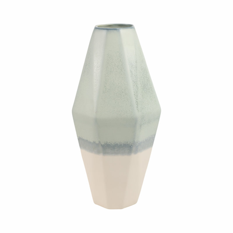Earthenware Decorative Vase With Geometric Design - Stylish Modern Accent For Floral Arrangements And Home Decor