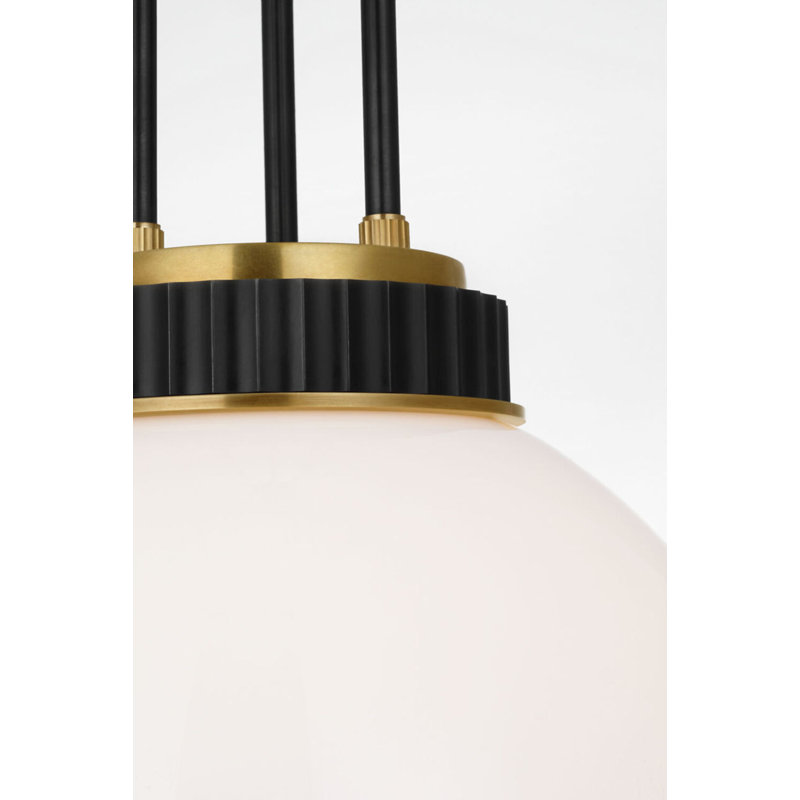 Cavill 12" Pendant with White Glass, Bronze/Natural Brass