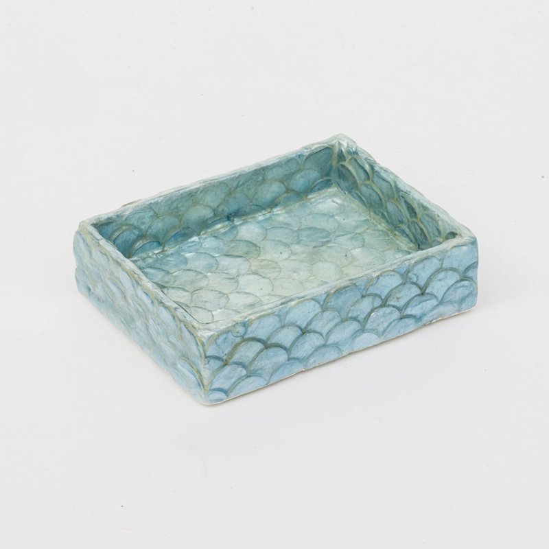 Capiz Shell Decorative Tray, Aqua Blue, Aqua Blue