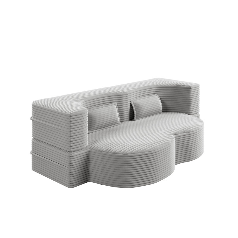 Canapé-lit moderne avec 2 coussins, canapé-lit en velours côtelé moelleux convertible, matelas pliant de 15 po pour le salon, lit d'invité, aucun assemblage requis,