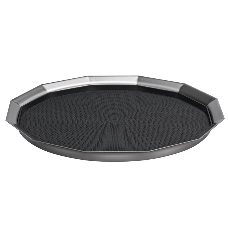 Plateau en acier inoxydable à douze côtés, H 1,75 po x l 16 po x P 16 po, Argent