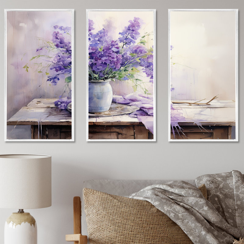 «Violets Farmhouse Still Life - Violets», ensemble de reproduction d'art mural, H 28 po x l 36 po x P 1 po