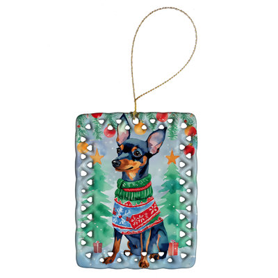 Miniature Pinscher Christmas Porcelain Ornament