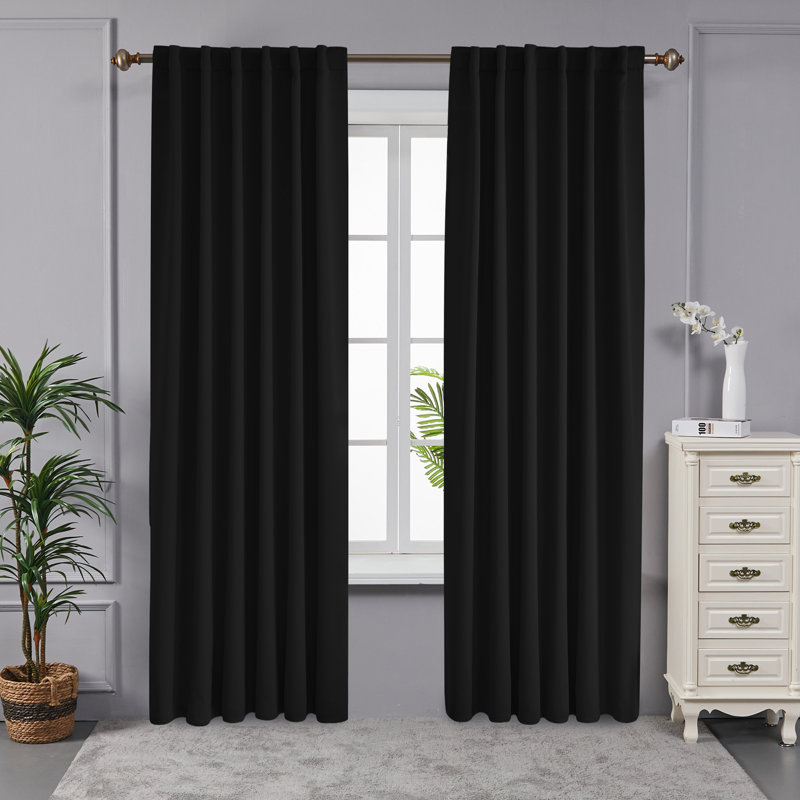 Paire de rideaux 42 panneaux Taburao, Noir, noir, noir, noir, L 42 po x L 72 po