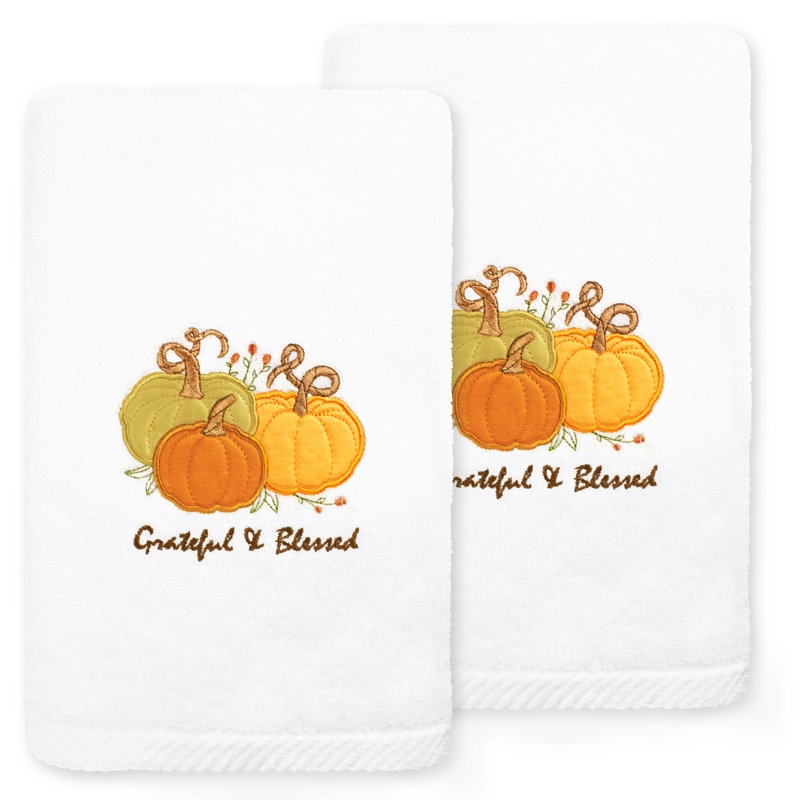  Grateful & Blessed Turkish Cotton Hand Towel, White
