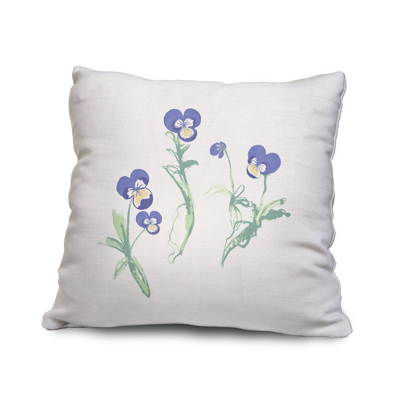 Cotton Floral Throw Pillow, Purple, 18" x 18"