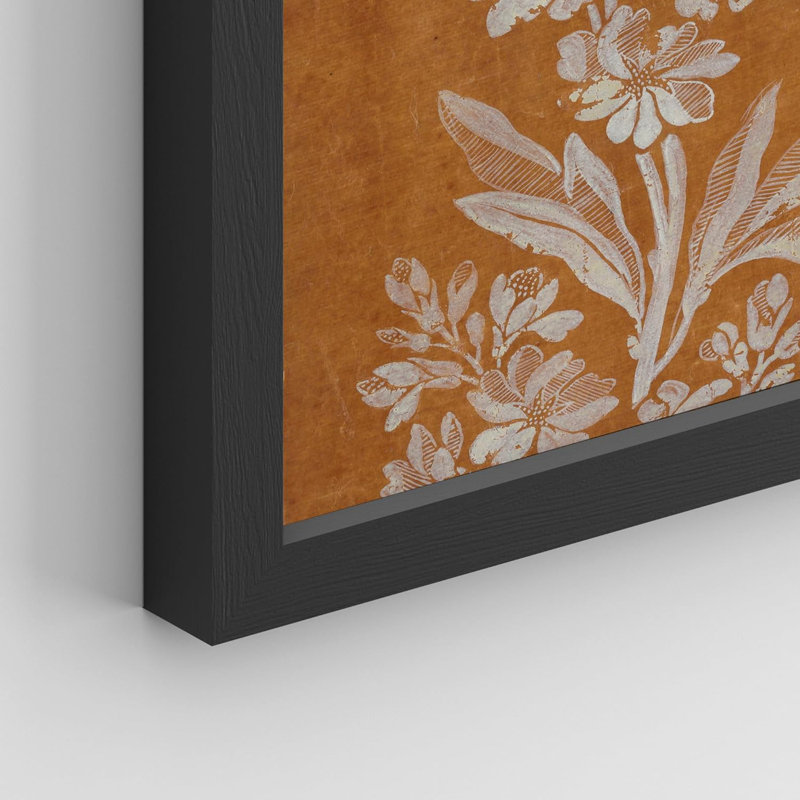 «Abstract Floral Botanical Toile Flower», reproduction de papier encadrée sur papier, 8 pièces, Cadre noir, L 11 po x H 14 po