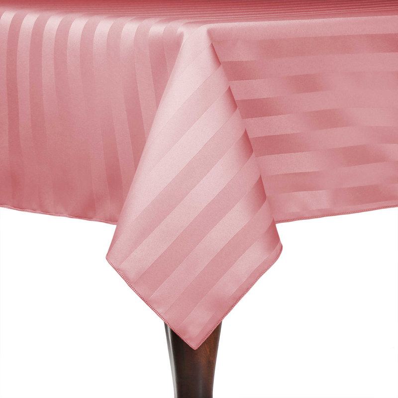 Ultimate Textile Satin Stripe Rectangular Tablecloth, 10, Dusty Rose, 120" x 54"