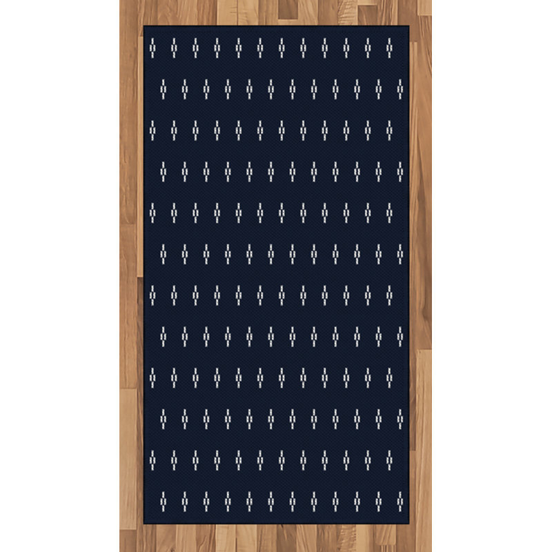 Dark Blue High Density Long Fiber Poly Threads Decorative Area Rug Carpet, Rectangle 2'7" x 5'