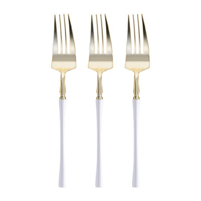 Gold with Black Handle Moderno Disposable Plastic Dinner Forks