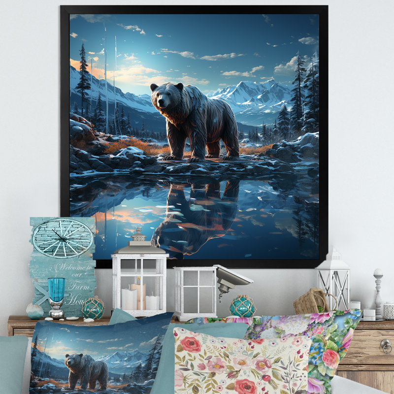 Abstrait d'un ours en harmonie I, H 24 po x l 24 po x P 1 po, Cadre photo noir