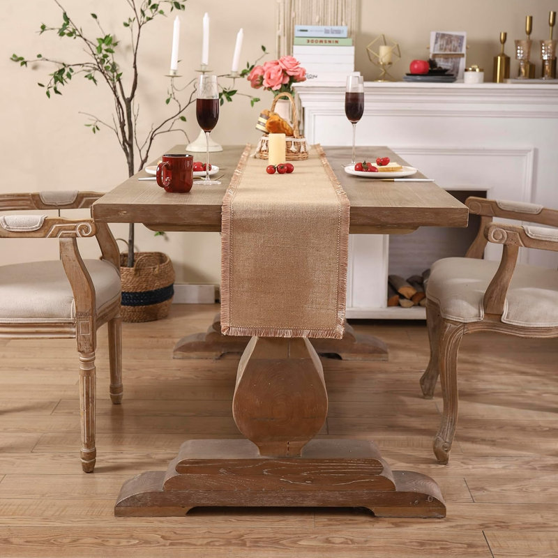 Chemin de table Boho Macrame, 60" L x 12" W, Natural/Brown