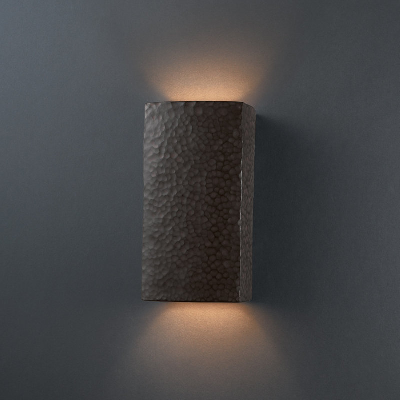 Julekha Ceramic Flush Mounted Sconce, Hammered Iron