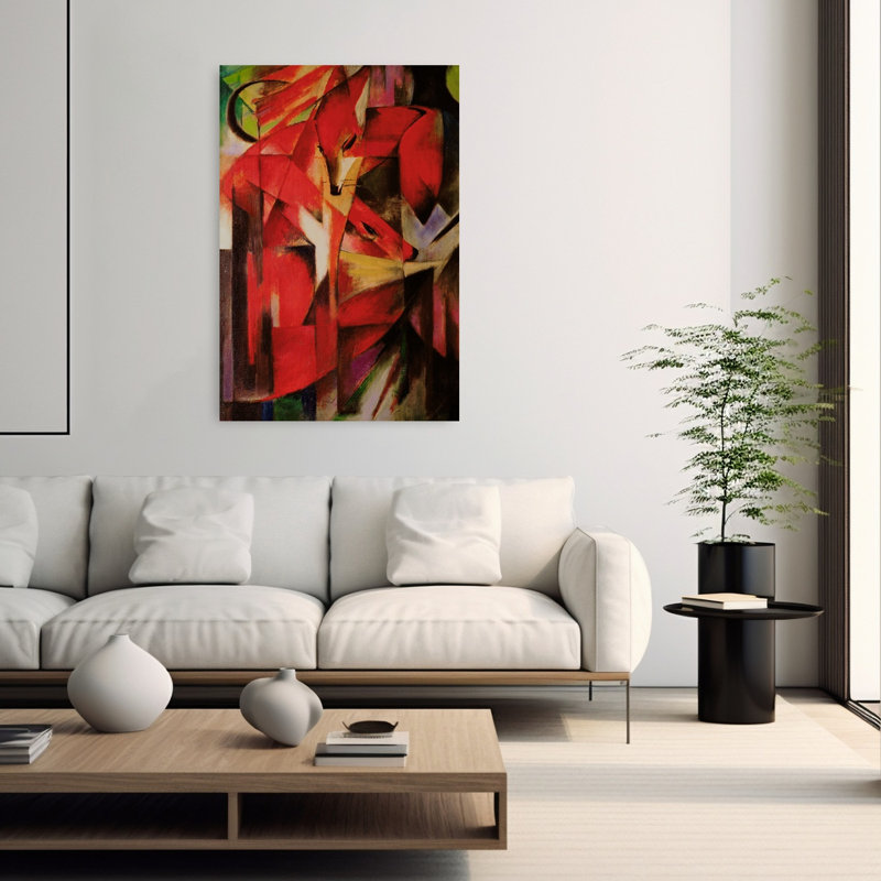 The Fox Abstract Classic Modern Fox Wildlife Forest Wall Art Print by Franz Marc - Wrapped Canvas Print