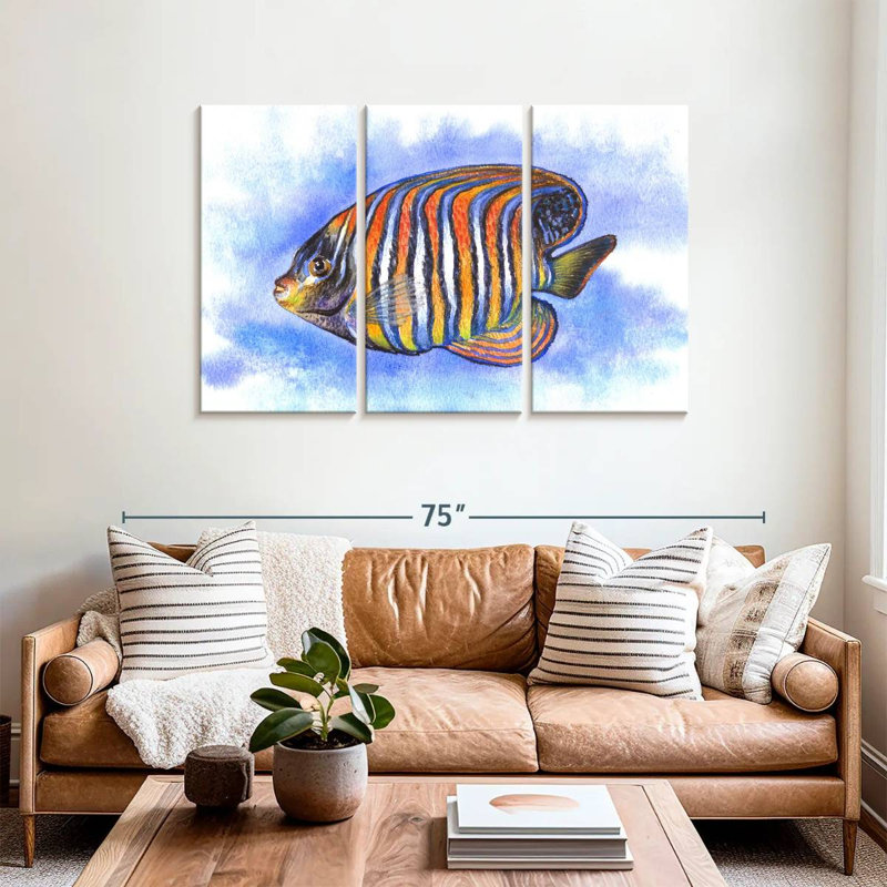 Aquarelle, poisson-ange royal, H 36 po x l 57 po