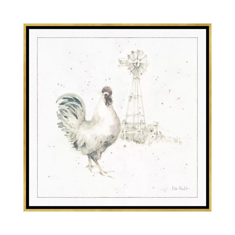 «Farm Friends 11» par Lisa Audit - reproduction d'art, H 37 po x l 37 po x P 1,5 po, Toile encadrée d'or, Aucun mat