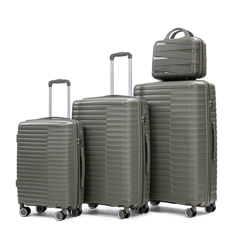 14 "/ 20" / 24 "/ 28" 4 pièces / ensemble dans un bagage à roulettes en PP, une valise de transport, une tringle en fer, une serrure à mot de passe à combinaison, un étui à cosmétiques de 14 po