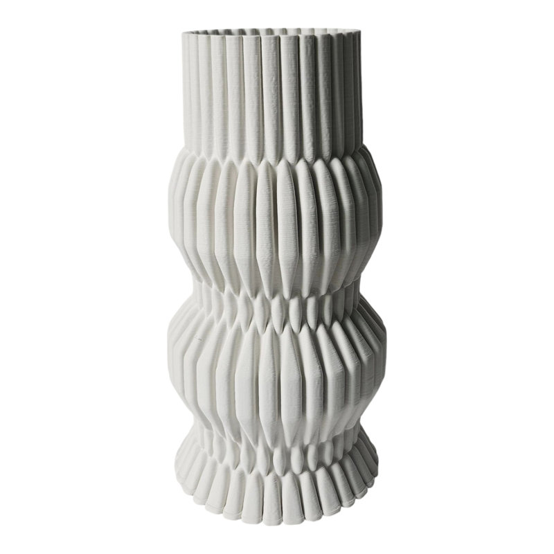 Stoneware Decorative Vase With Sculptural Ridged Textured Form, 14.75" H x 7.5" W x  7.5" D