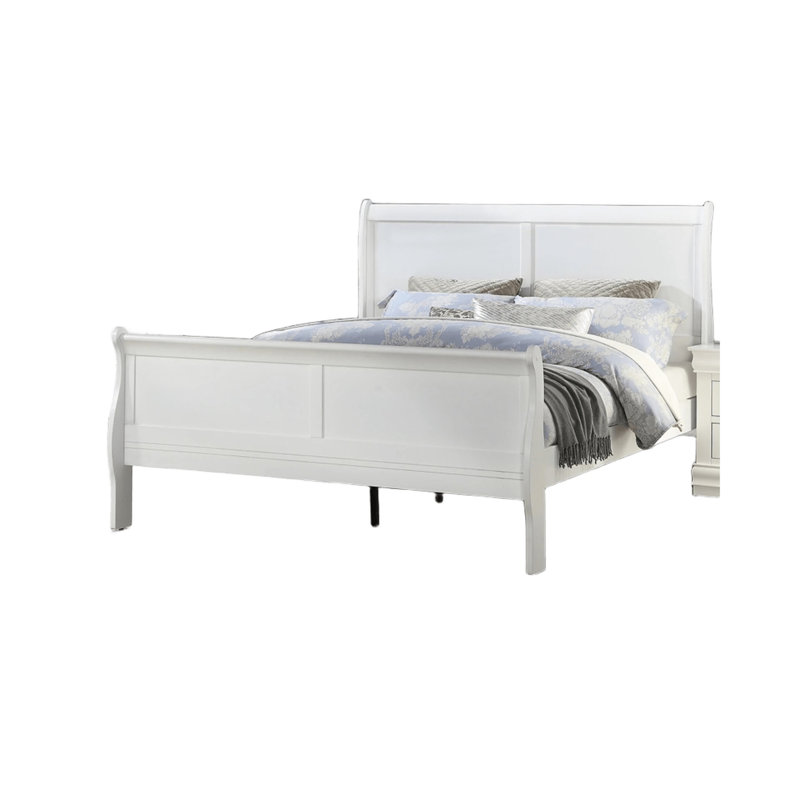 Meuble de lit simple noir avec lit simple Louis Phillipe, Grand lit, Blanc