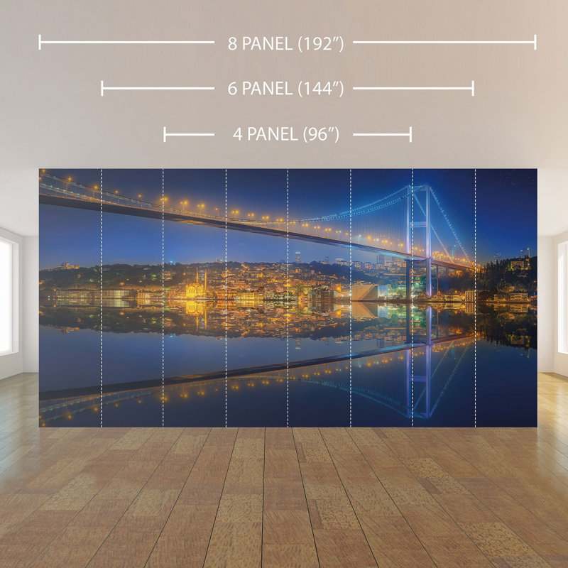 Panneau de papier peint paysage de pont Thorwar, L 100,08 po x l 192 po
