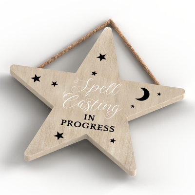 Spell Casting In Progress Wooden Star Plaque