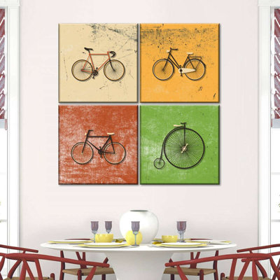Ensemble de bicyclette rétro sur toile 4 pièces