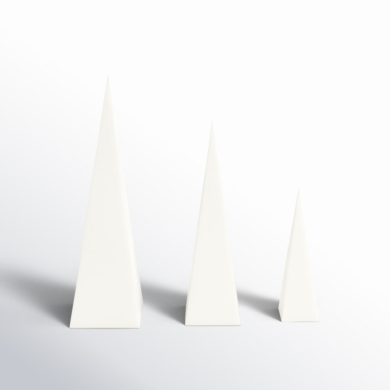 Pyramid Object 3 Piece Sculpture Set, White