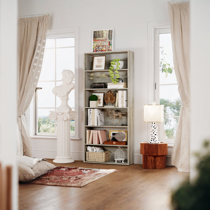 70.8" H x 23.8" W Standard Bookcase 6 Tiers Tall with Storage for Living Room, Home Office, Beige Maple