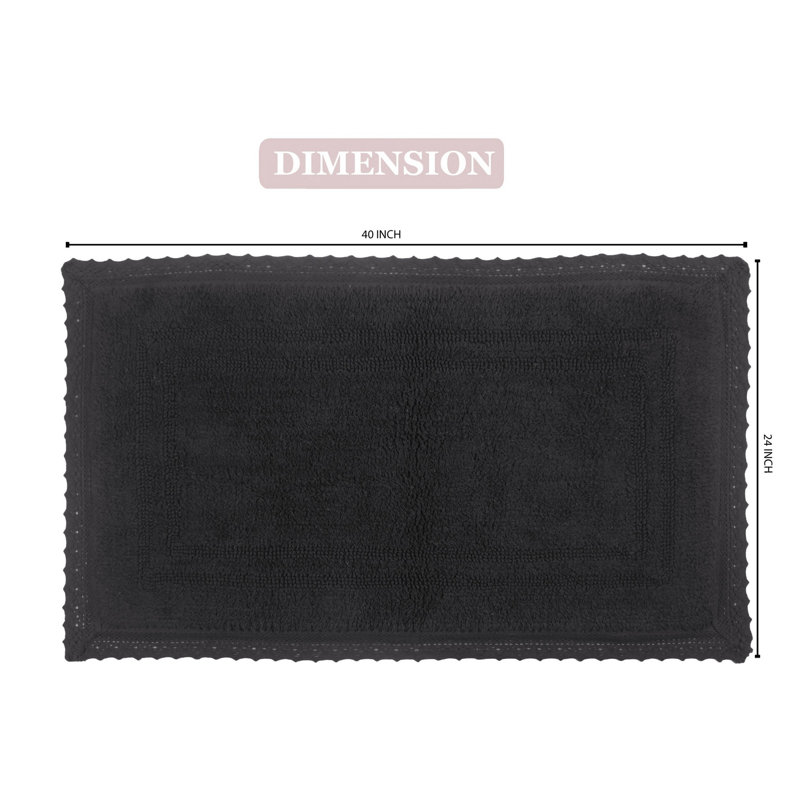 Opulent Absorbent Cotton Soft Bath Rug, 24" W x 40" L, Grey